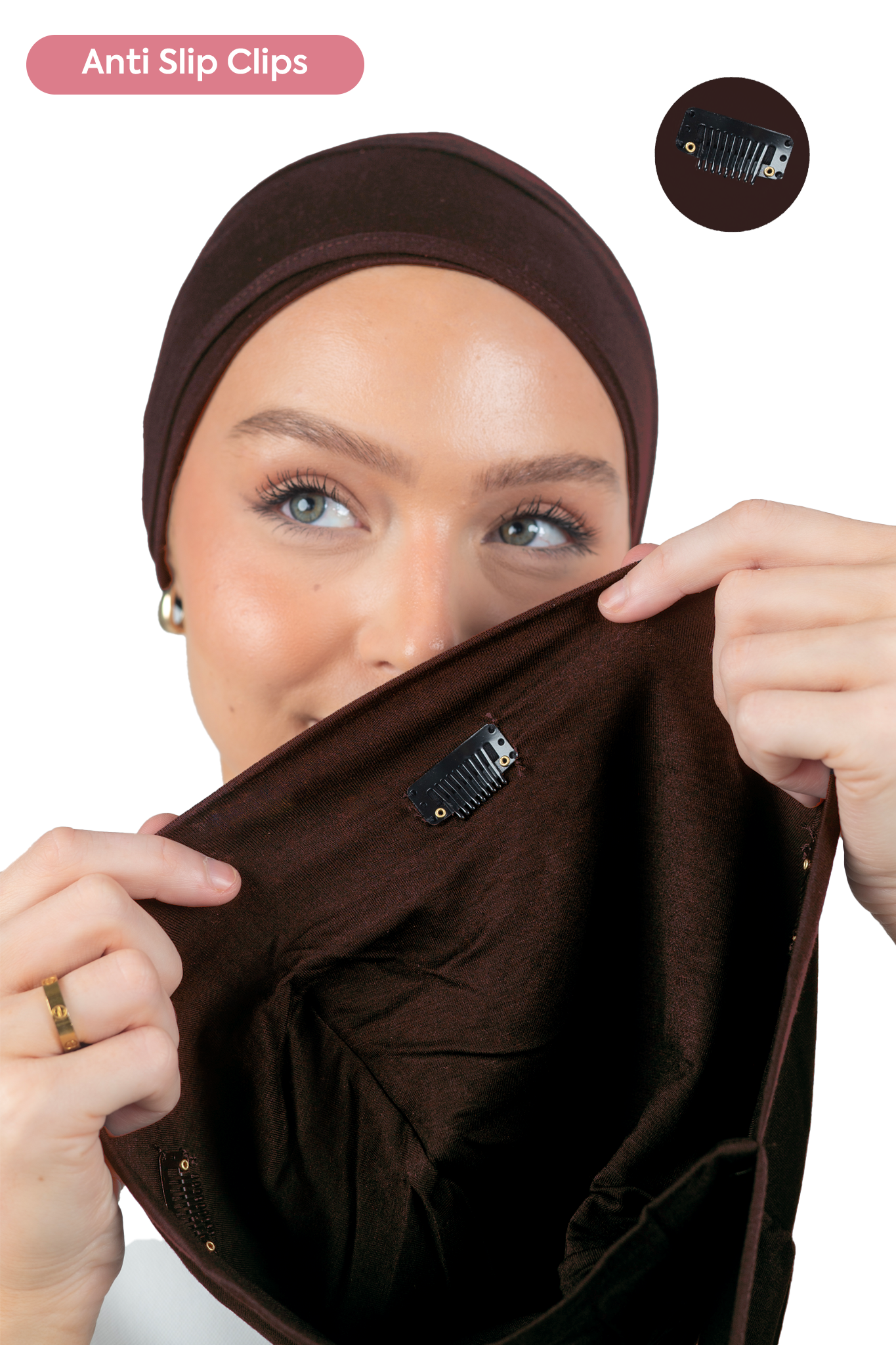 Signature Brown Cotton Turban – Anti Slip Clips
