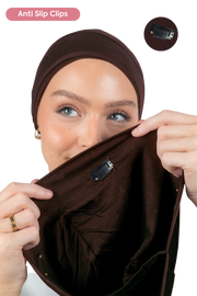 Signature Brown Cotton Turban – Anti Slip Clips