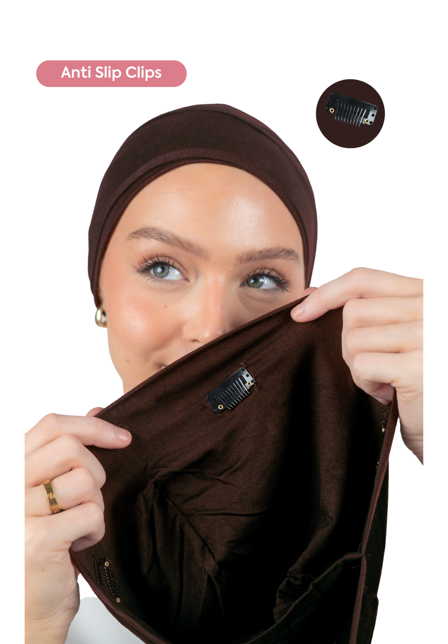 Signature Brown Cotton Turban – Anti Slip Clips