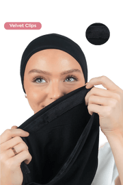 Signature Black Cotton Turban – Velvet Grip