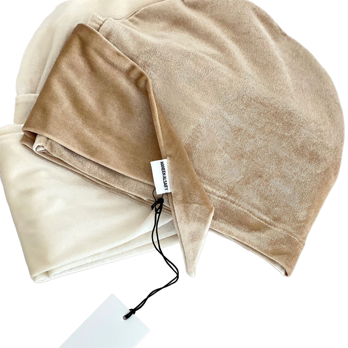 3 Turbans, Beige & White Velvet  + 1 Color of Your Choice