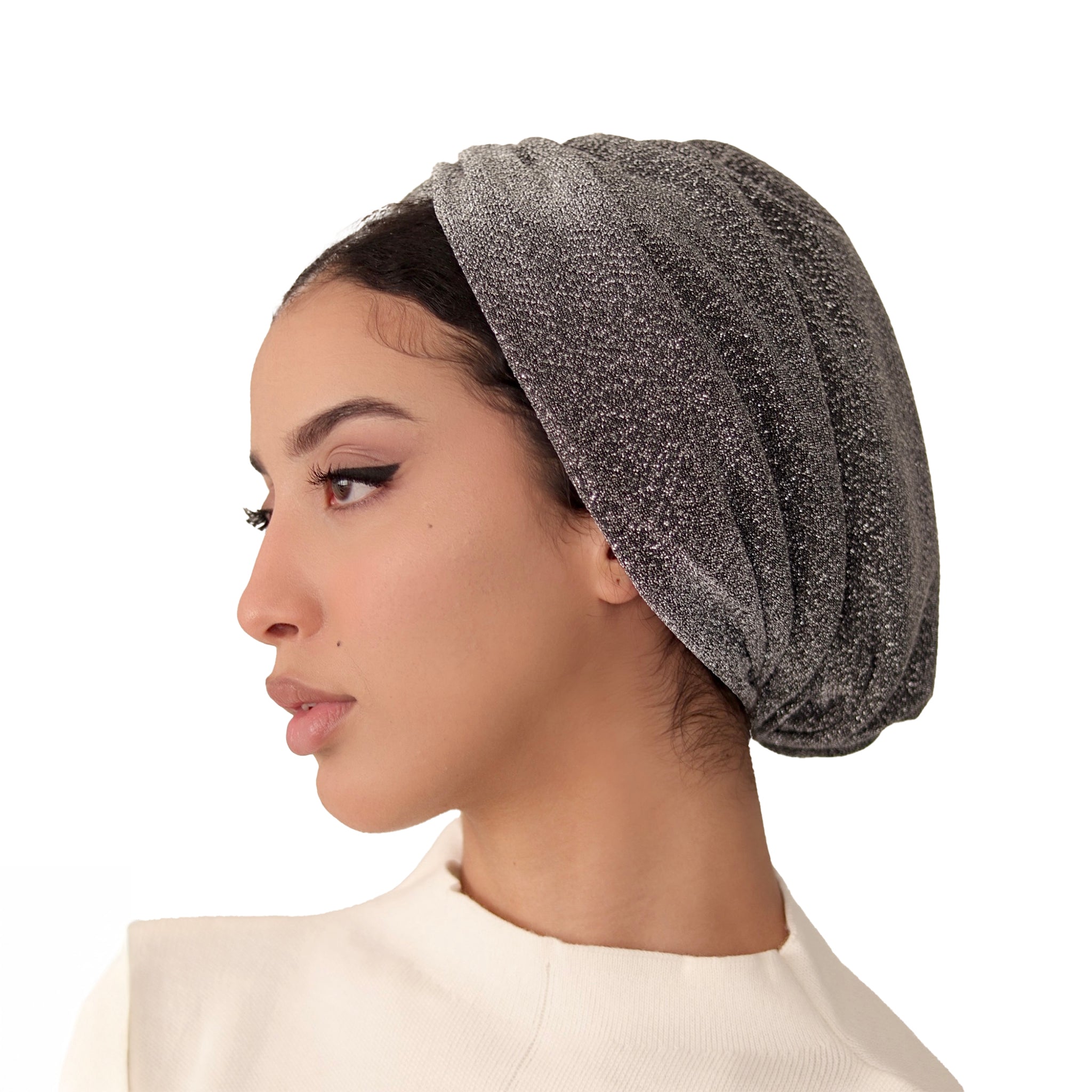 Silver Shimmer Cap Turban