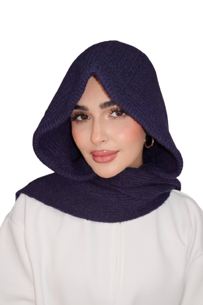 Navy Blue Wool Winter Scarf