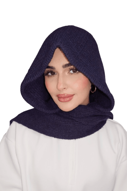 Navy Blue Wool Winter Scarf