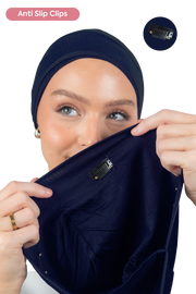 Signature Royal Blue Cotton Turban – Anti Slip Clips