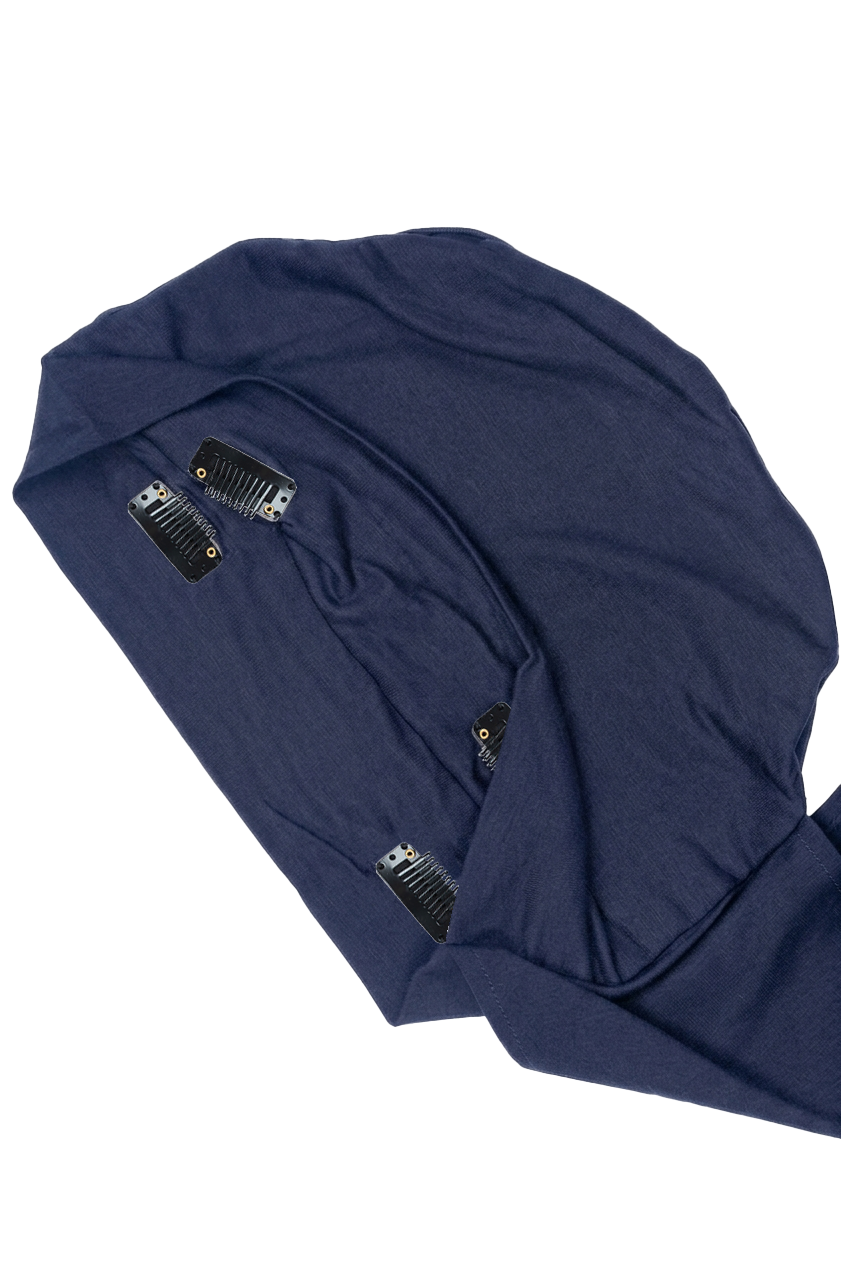 Signature Royal Blue Cotton Turban – Anti Slip Clips