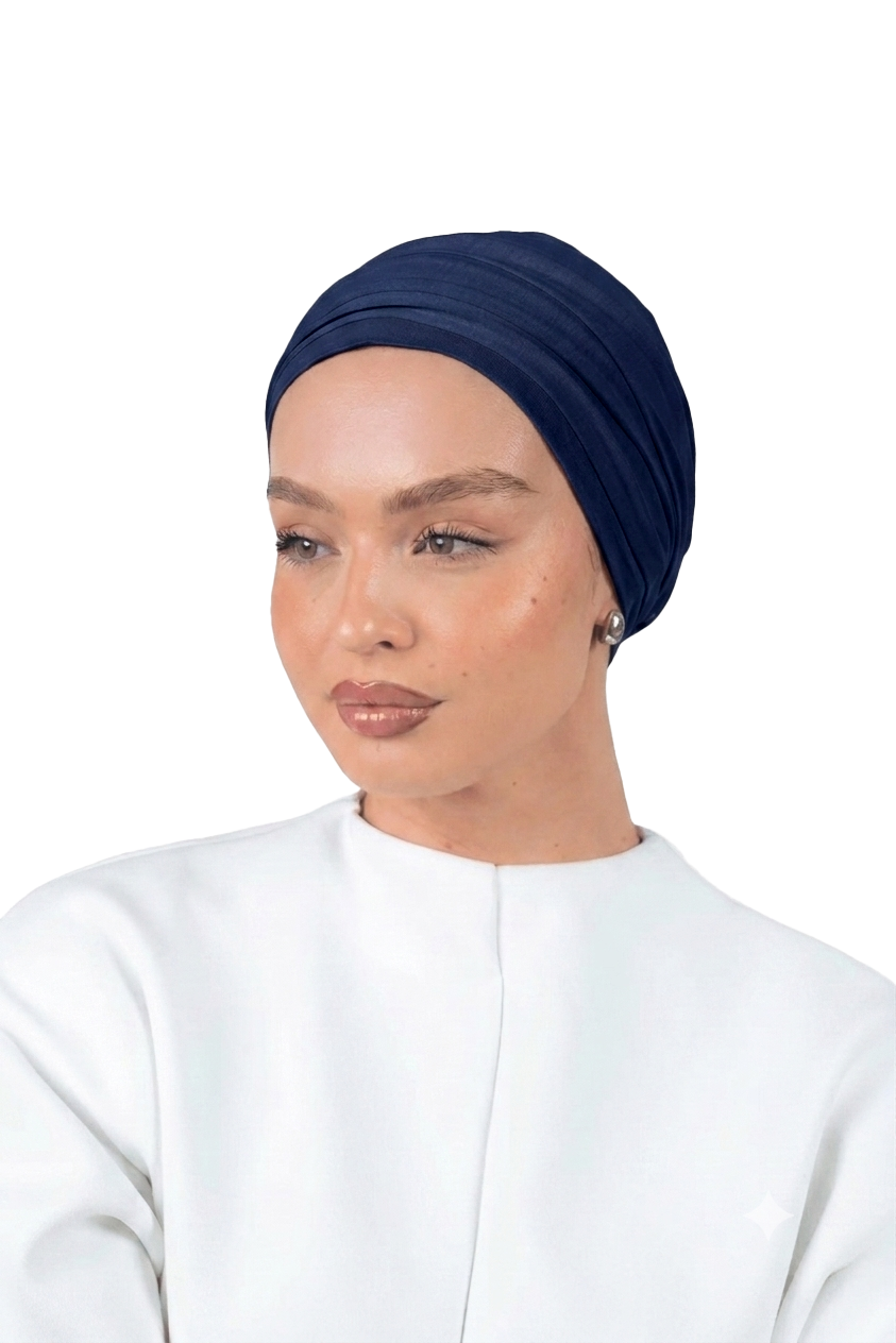 Signature Royal Blue Cotton Turban – Anti Slip Clips