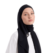Black Chiffon Scarf with Wrapped Tie Headband | Modest Wear