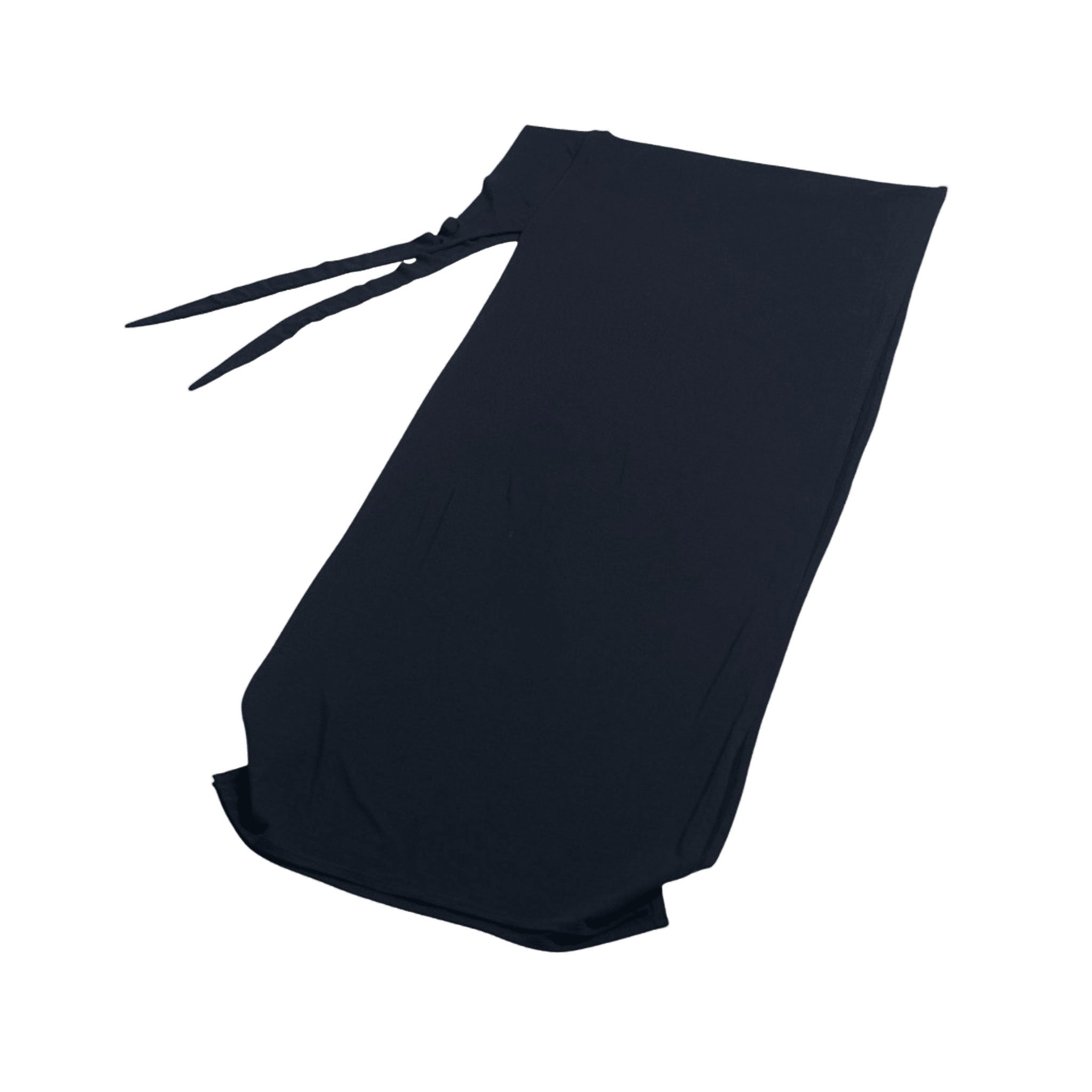 Black drawstring bag on a white background