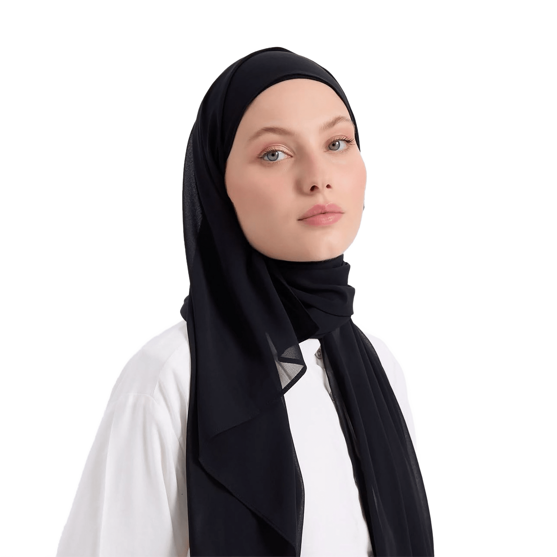 Black Chiffon Scarf with Wrapped Tie Headband | Modest Wear