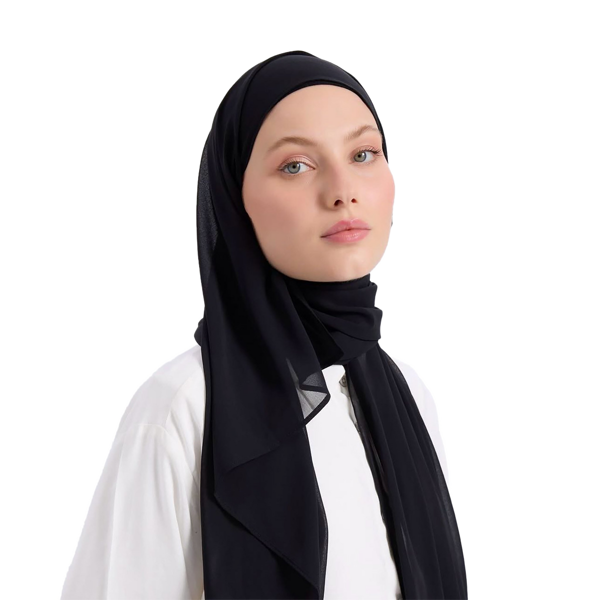 Black Chiffon Scarf with Wrapped Tie Headband | Modest Wear