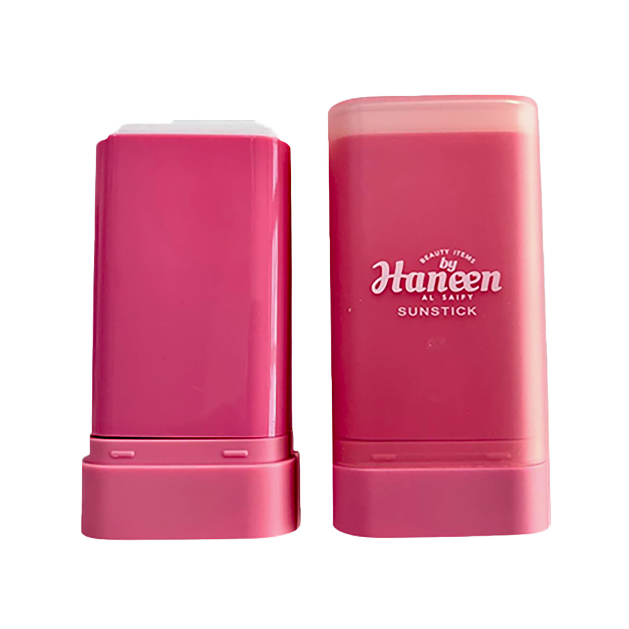 Pink sunstick with 'Hancen' branding on a white background