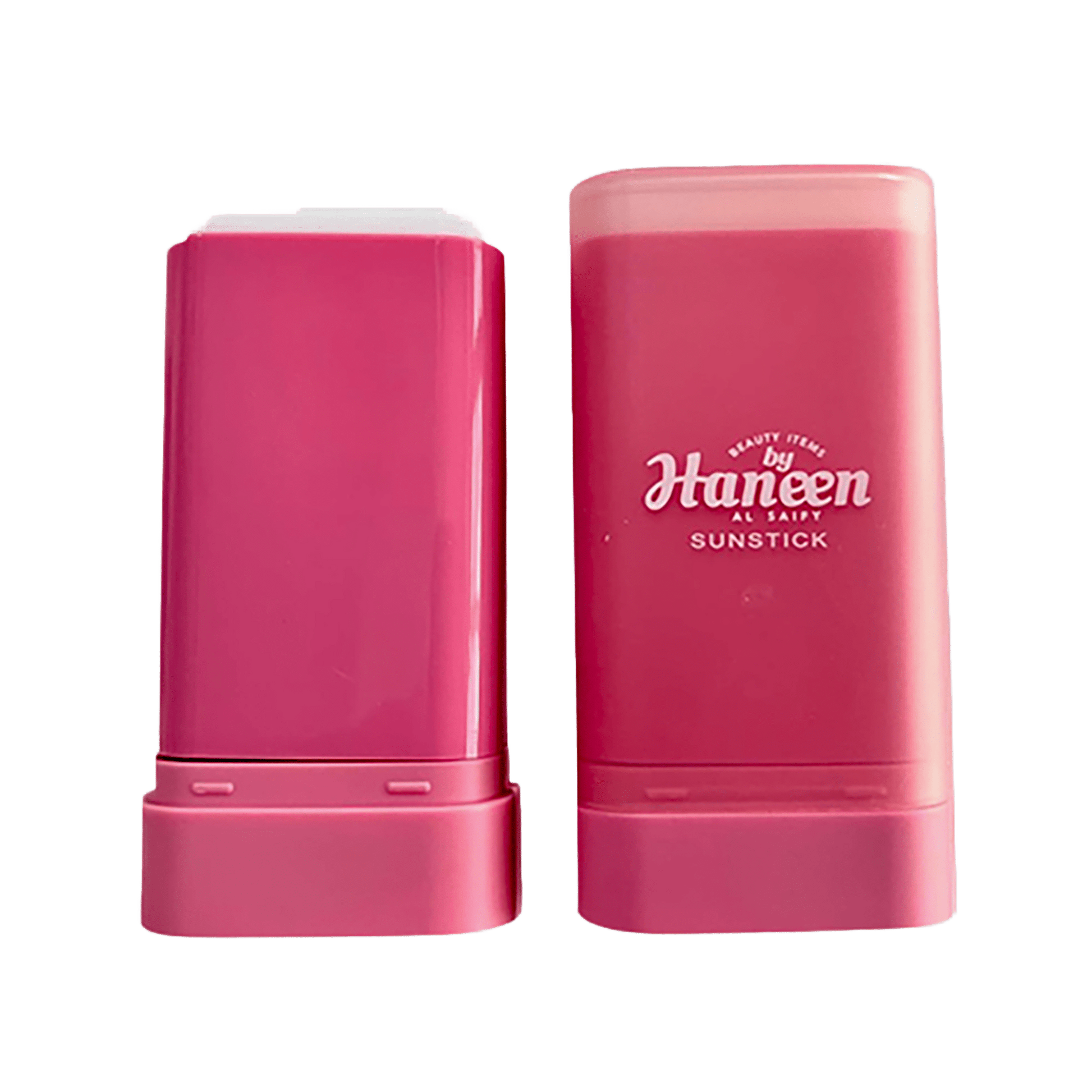 Pink sunstick with 'Hancen' branding on a white background