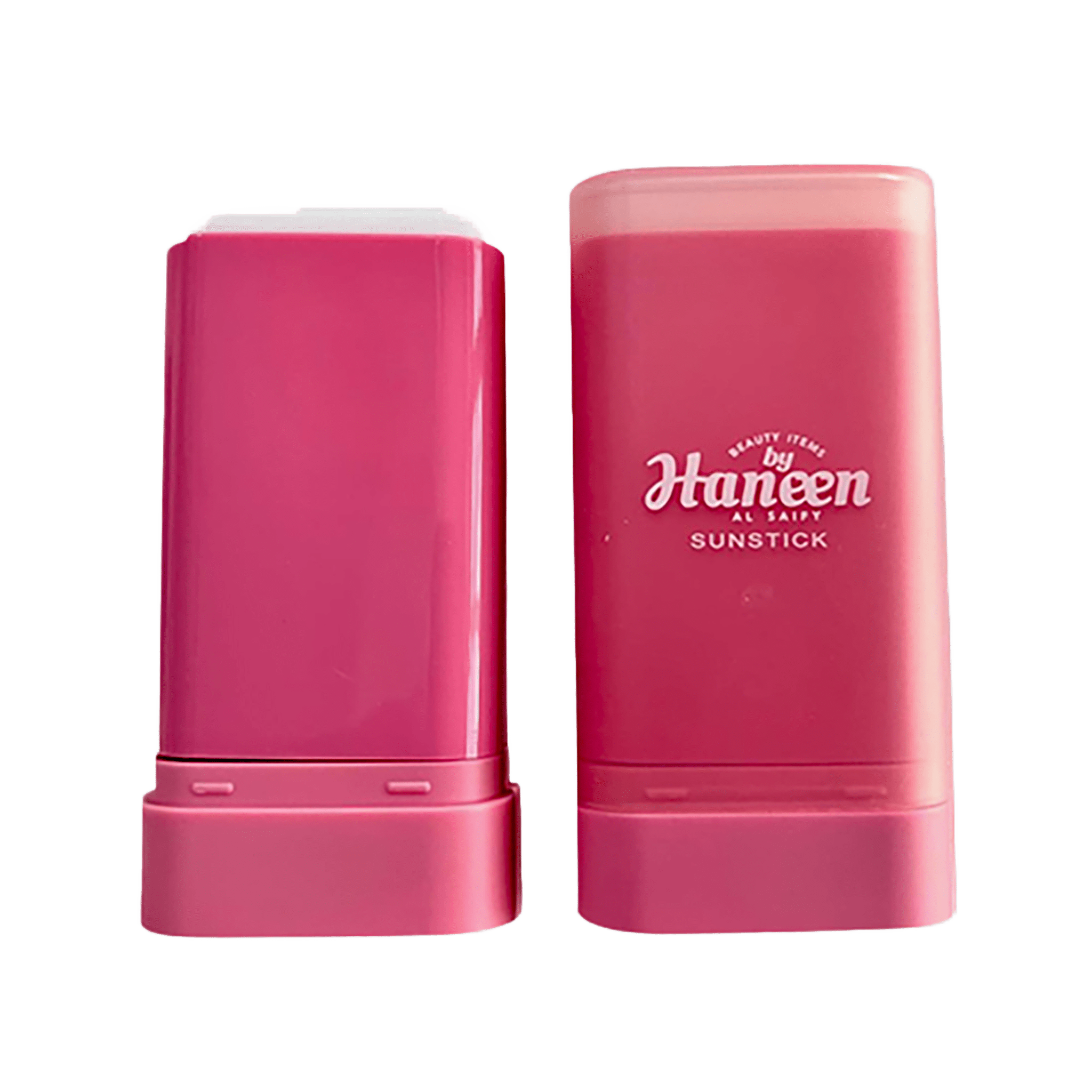Pink sunstick with 'Hancen' branding on a white background