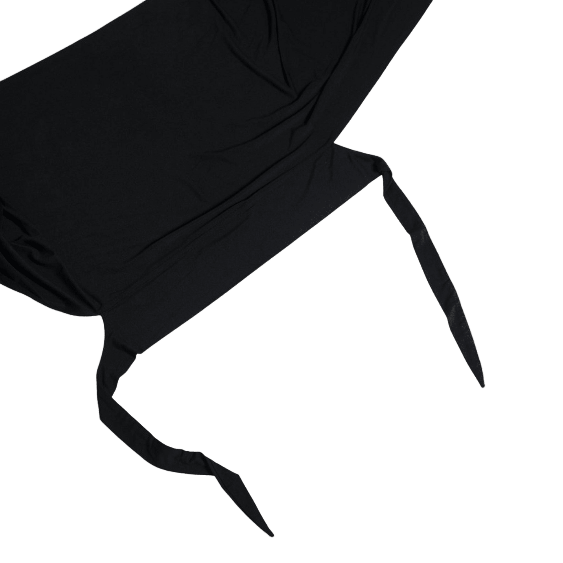 Black fabric with a draped effect on a white background