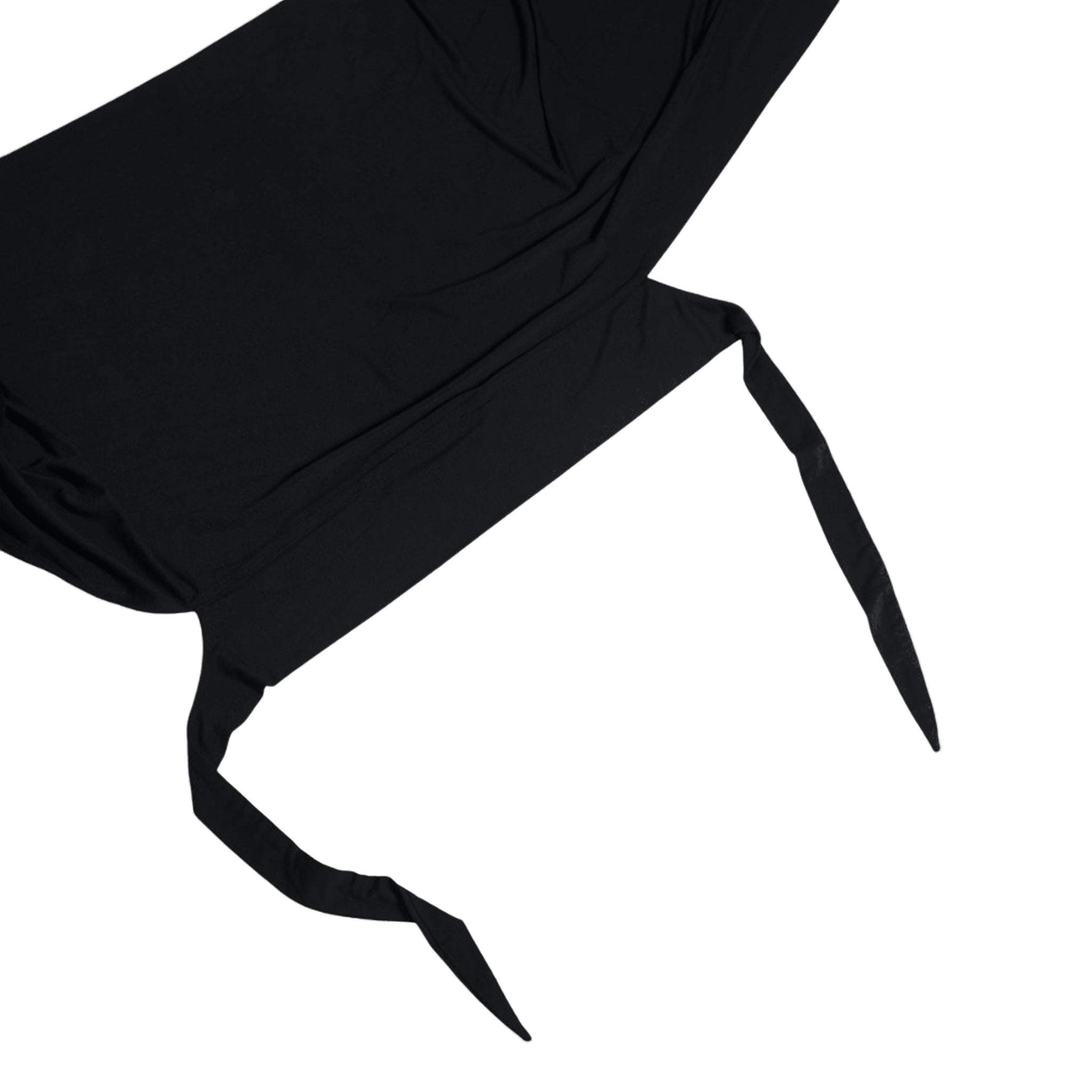 Black fabric with a draped effect on a white background