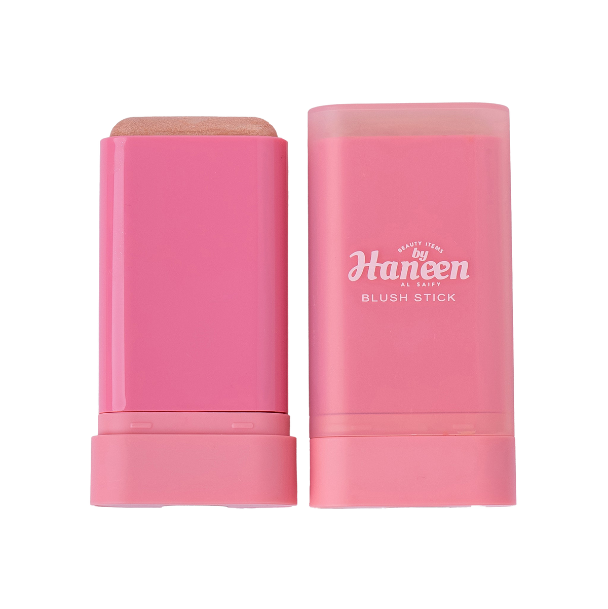 Pink blush stick with 'Haneen' branding on a white background