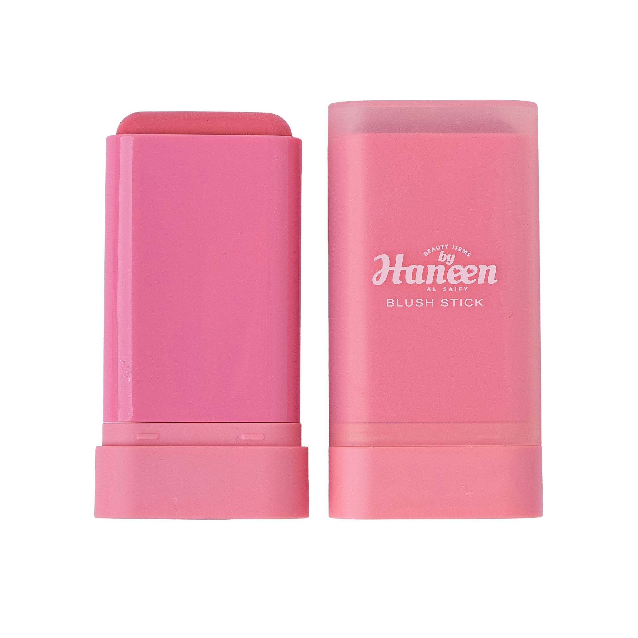 Pink blush stick with 'Haneen' branding on a white background
