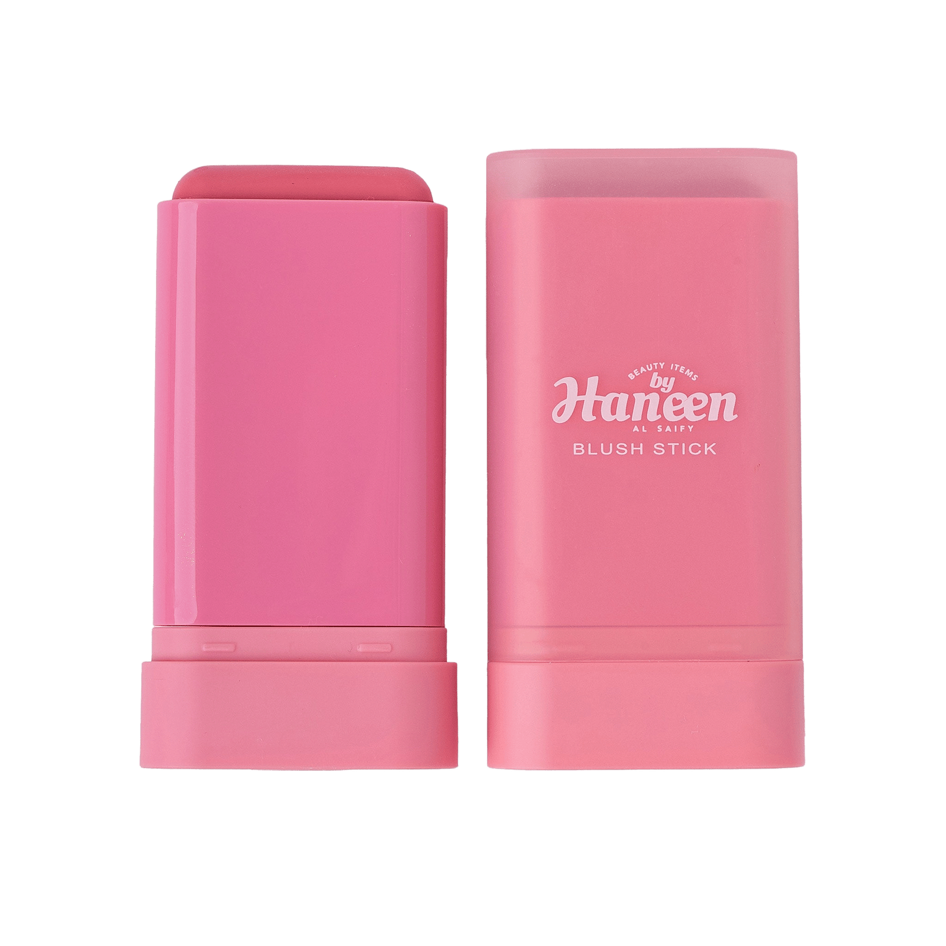 Pink blush stick with 'Haneen' branding on a white background