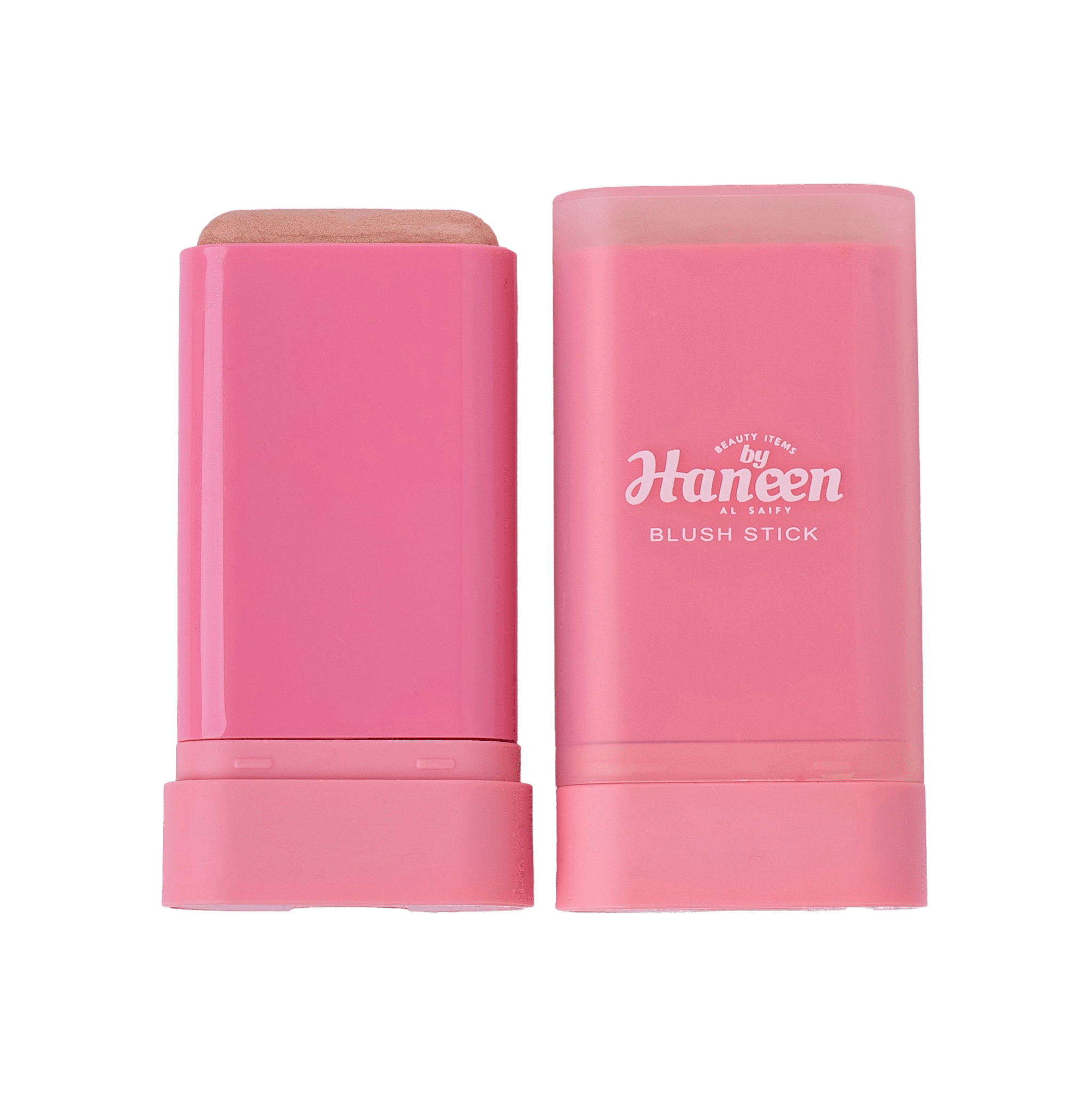 Pink blush stick with 'Haneen' branding on a white background