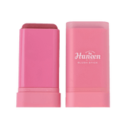 Pink blush stick with packaging on a white background