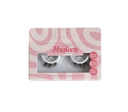 Eyelash packaging with pink and white design on a white background