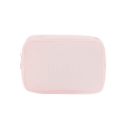 Pink rectangular pouch on a white background