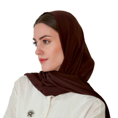 Brown chiffon headscarf without headband - Haneenalsaify