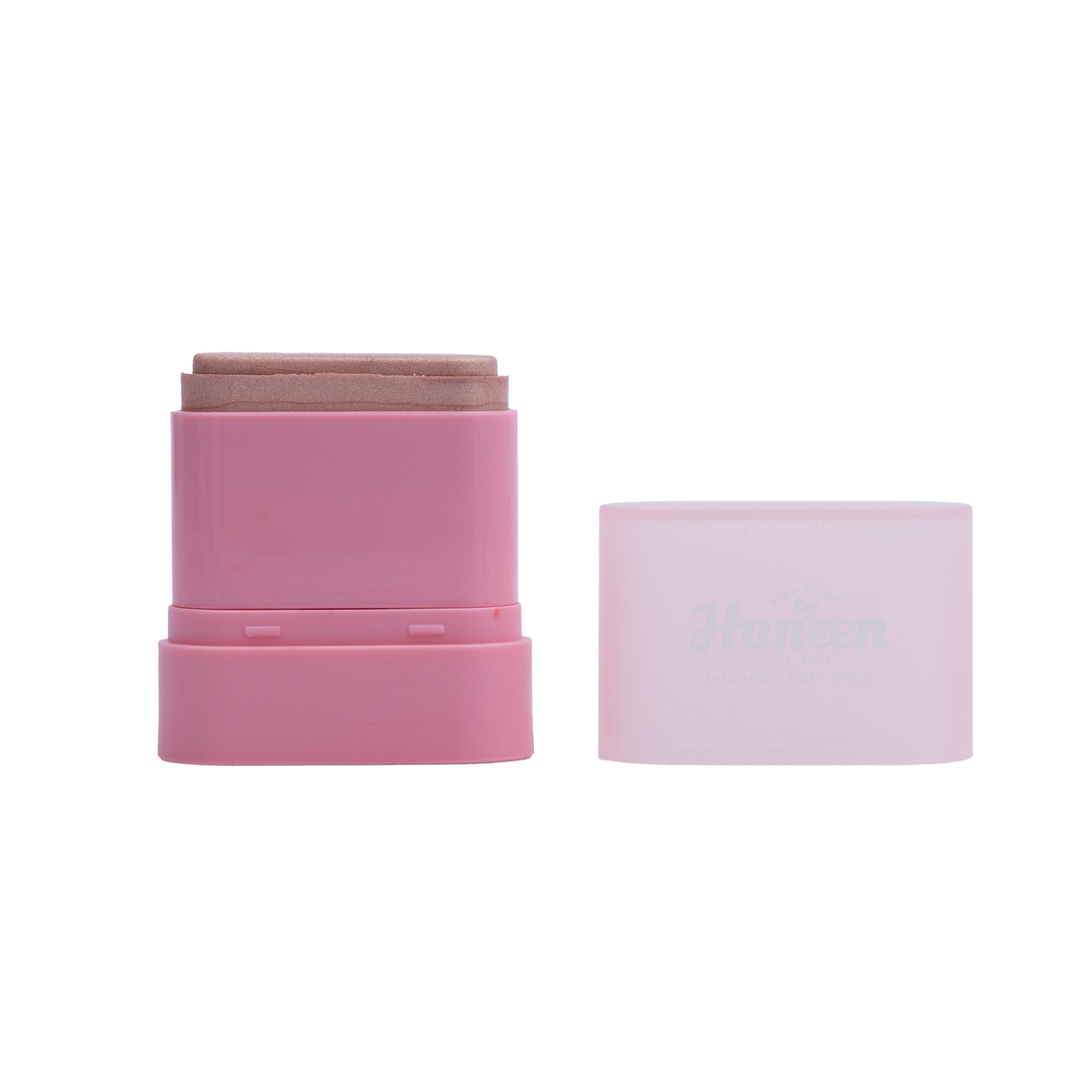 Pink makeup stick with a white cap on a white background