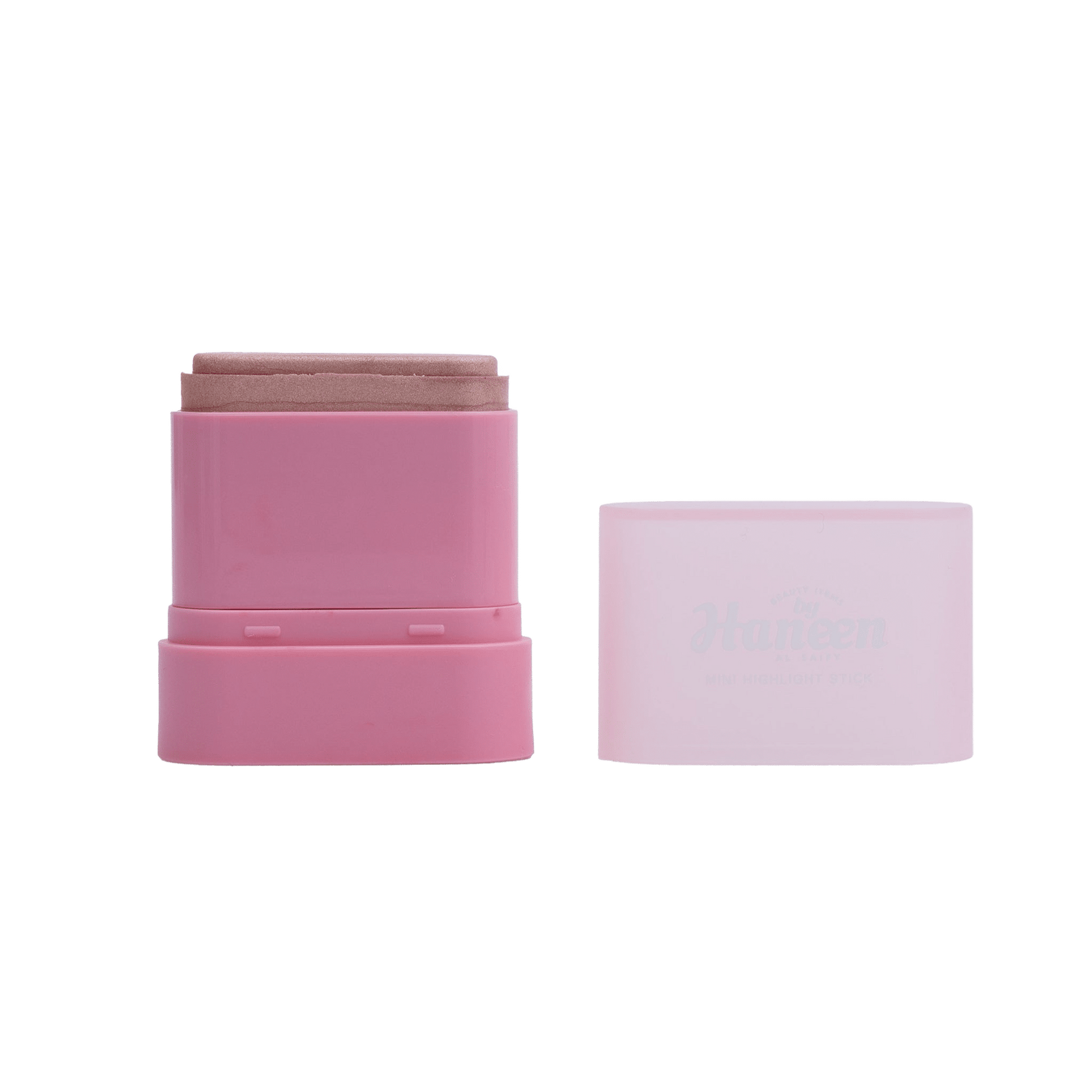 Pink makeup stick with a white cap on a white background