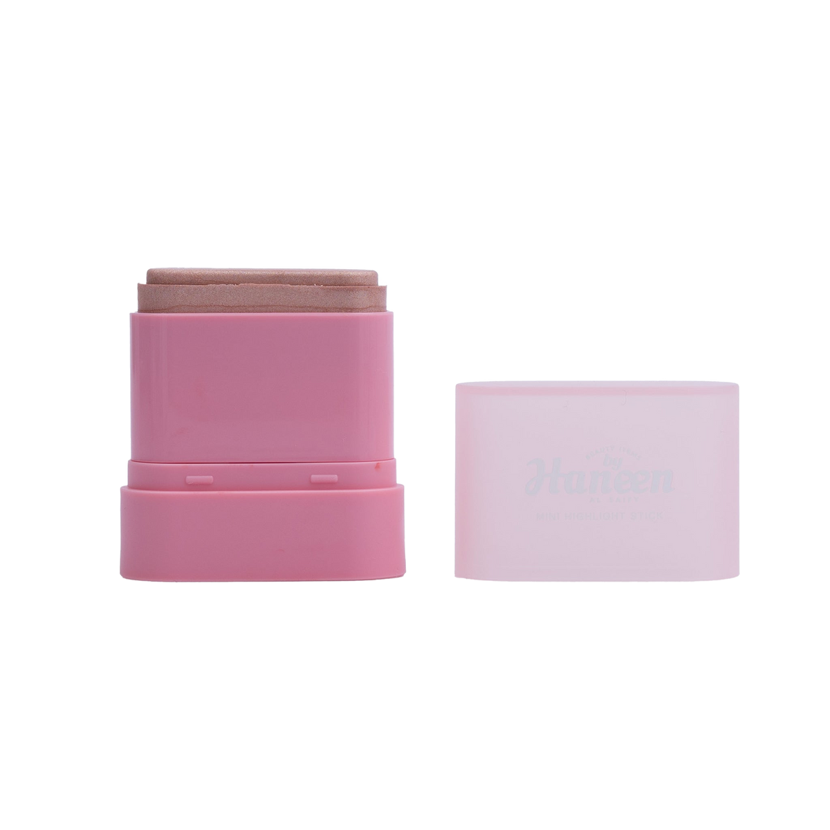 Pink makeup stick with a white cap on a white background